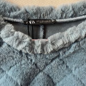 Zara Blue Faux Fur Sweatshirt